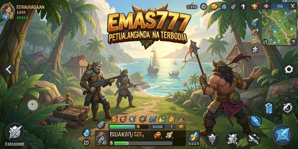 Screenshot utama EMAS777 menampilkan petualangan mendebarkan di dunia terbuka.