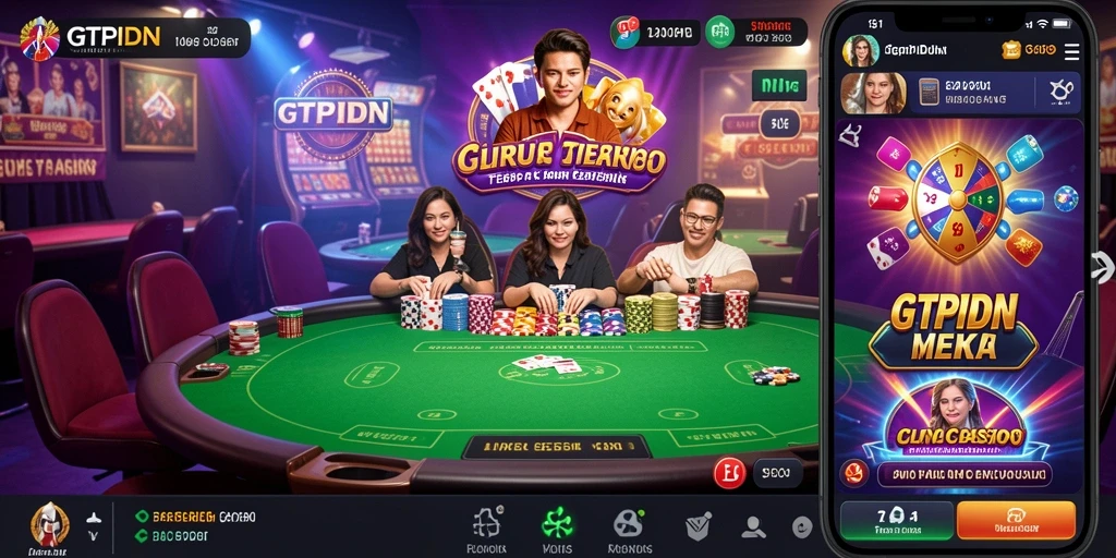 Screenshot gameplay GTPIDN menunjukkan dealer langsung dan suasana kasino nyata.