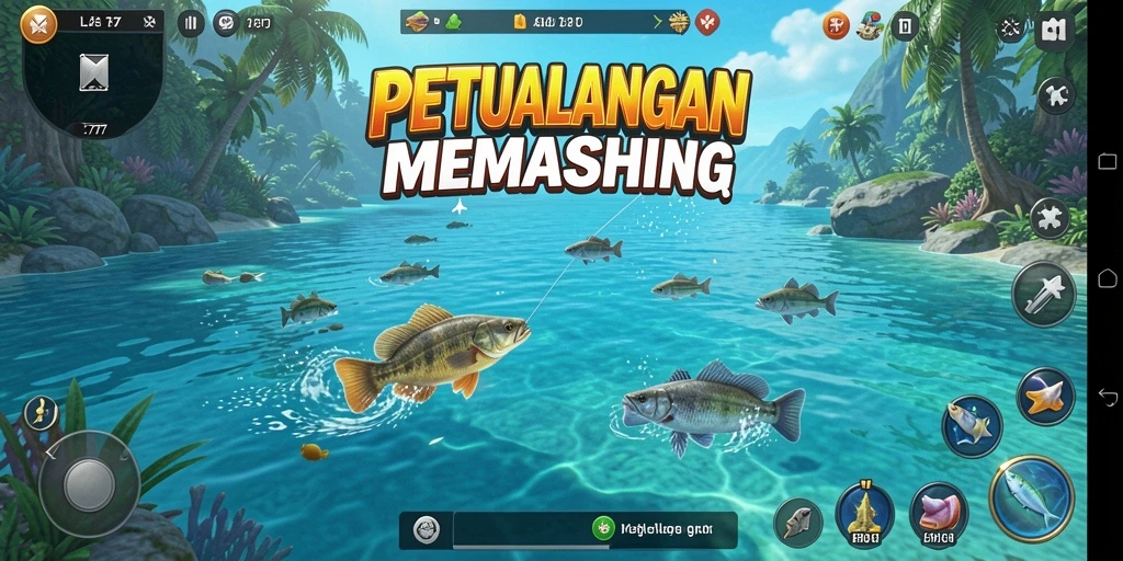 Tampilan gameplay memancing yang seru dan mendebarkan dalam L777.