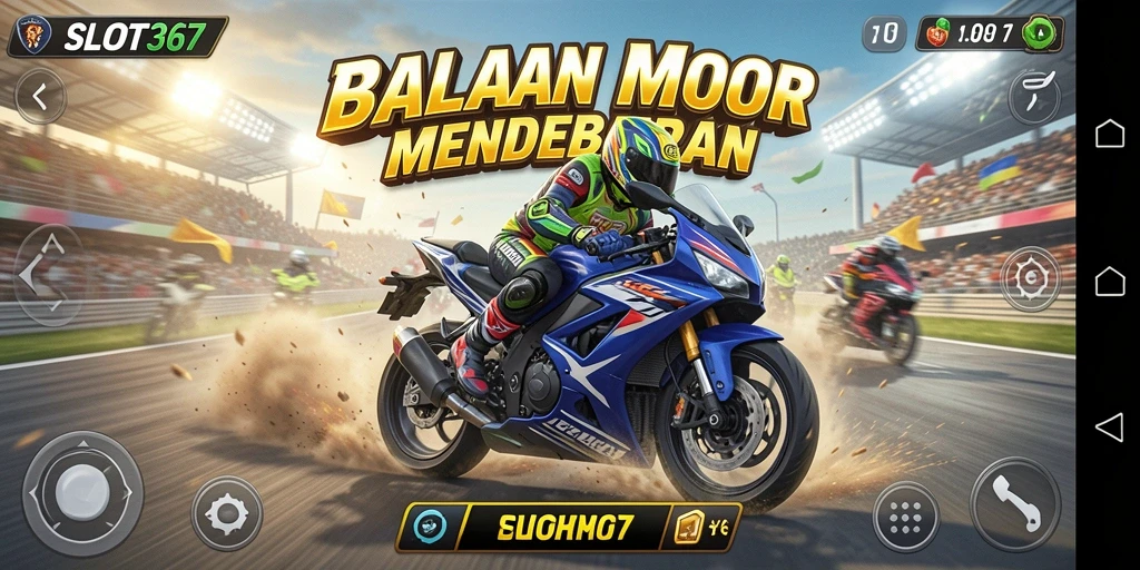 Gameplay SLOT367 yang mendebarkan dengan motor balap cepat.